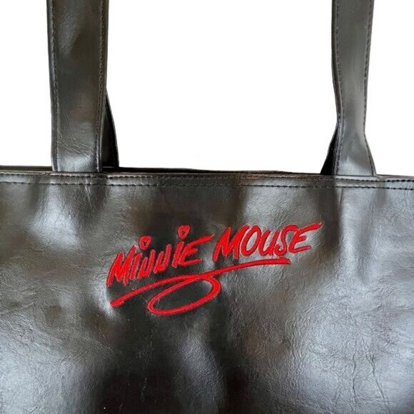 Disney Vintage Black Red White Minnie Mouse PVC Large Tote Bag - Picture 3 of 8